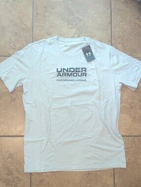 Men's Under Armour White Short Sleeve Logo Tee